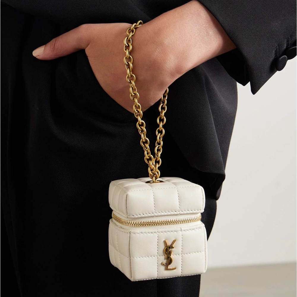 Yves Saint Laurent Cream Quilted Mini Bag with Gold Chain - Picture 2 of 3